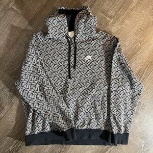 Nike All-Over Logo Print Hoodie Men's XL Black & Gray Sports Essentials hoodie